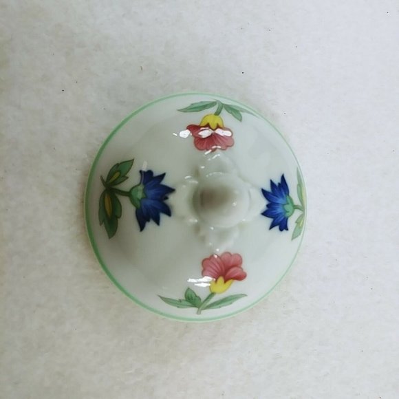 Jewelry Ring Trinket Porcelain Covered Floral Dish Heinrich Germany 2" Dia - Picture 5 of 9